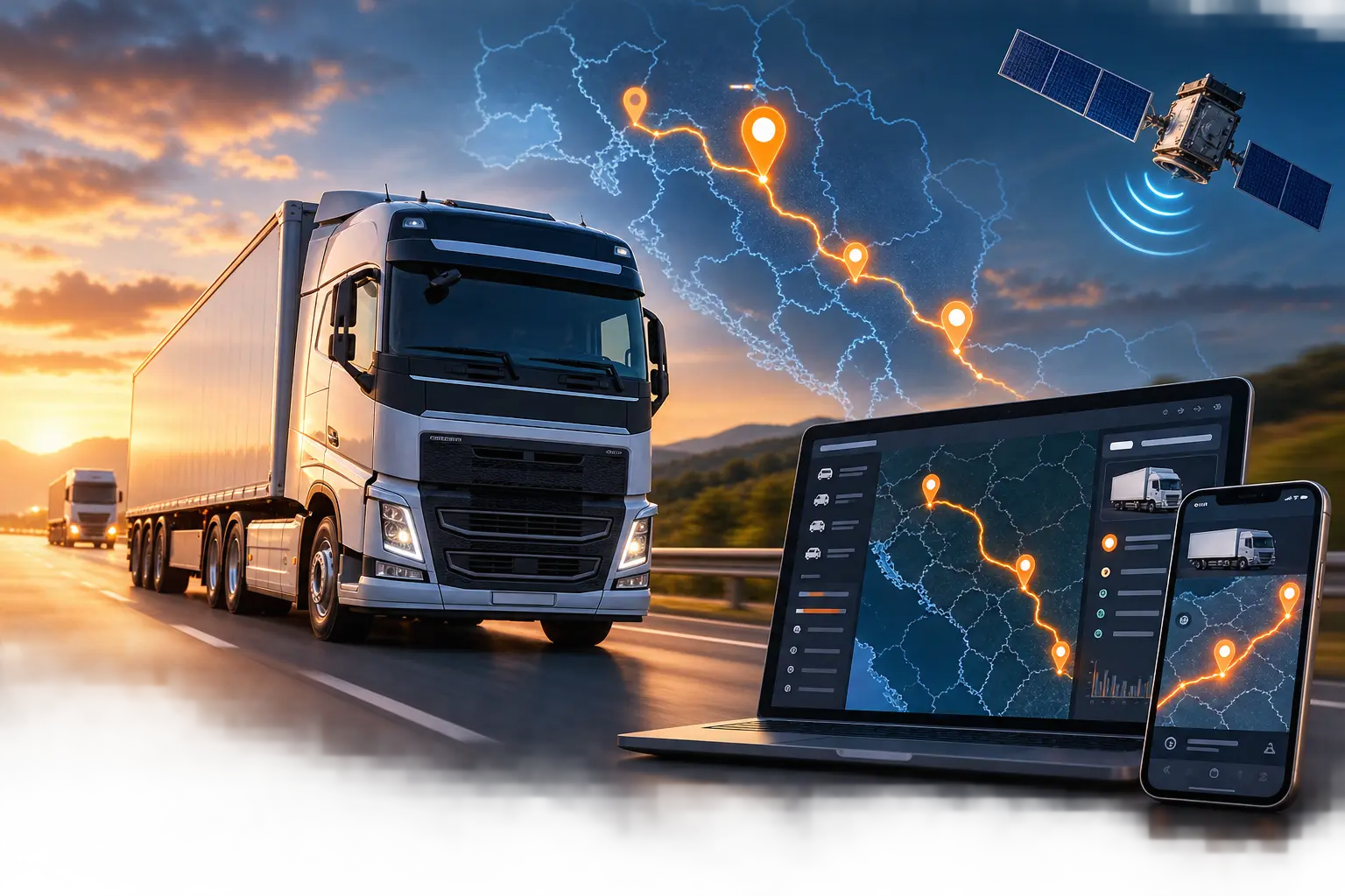 Teretni kamion opremljen GPS sistemom za praćenje transporta